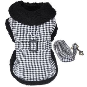 Black and White Classic Houndstooth Dog Harness Coat with Leash (Option: X-Small)