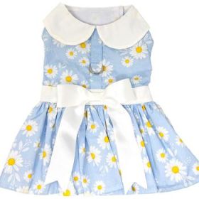 Blue Daisy Dog Dress with Matching Leash new Spring 2024 (Option: X-Small)
