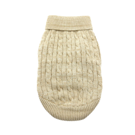 Dog Cable Knit 100% Cotton Sweater       Oatmeal (Option: XX-Small)