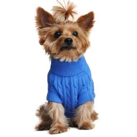 Dog Cable Knit 100% Cotton Sweater         Riverside Blue (Option: XX-Small)