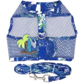 Surfboard Blue and Green Cool Mesh Dog Harness with Matching Leash (Option: X-Small)