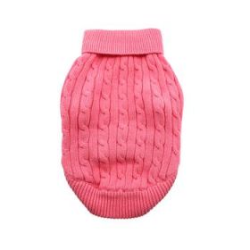 Dog Cable Knit 100% Cotton Sweater       Candy Pink (Option: XX-Small)