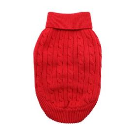 Dog Cable Knit 100% Cotton Sweater      Fiery Red (Option: XX-Small)