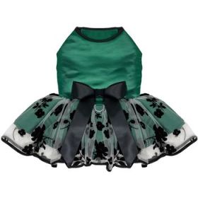 Green and Black Satin Dress (Option: X-Small)
