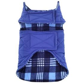 Reversible Fleece Lined Puffer Dog Coat - Blue Plaid (Option: X-Small)
