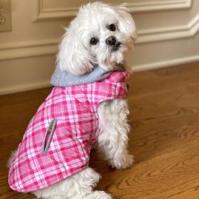 Weekender Dog Sweatshirt Hoodie - Pink and White Plaid Fabric (Option: X-Small)