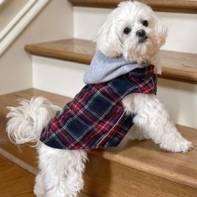 Weekender Dog Sweatshirt Hoodie - Red and Black Plaid Flannel (Option: X-Small)