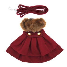 Wool Fur-Trimmed Dog Harness Coat by Doggie Design- Burgundy (Option: X-Small)