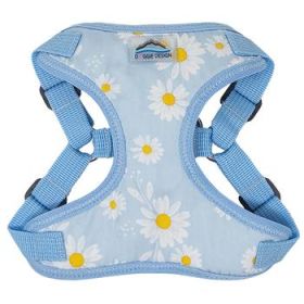 Wrap and Snap Hareness - Blue Daisy Print and Mesh Choke Free Step in Harness (Option: X-Small)